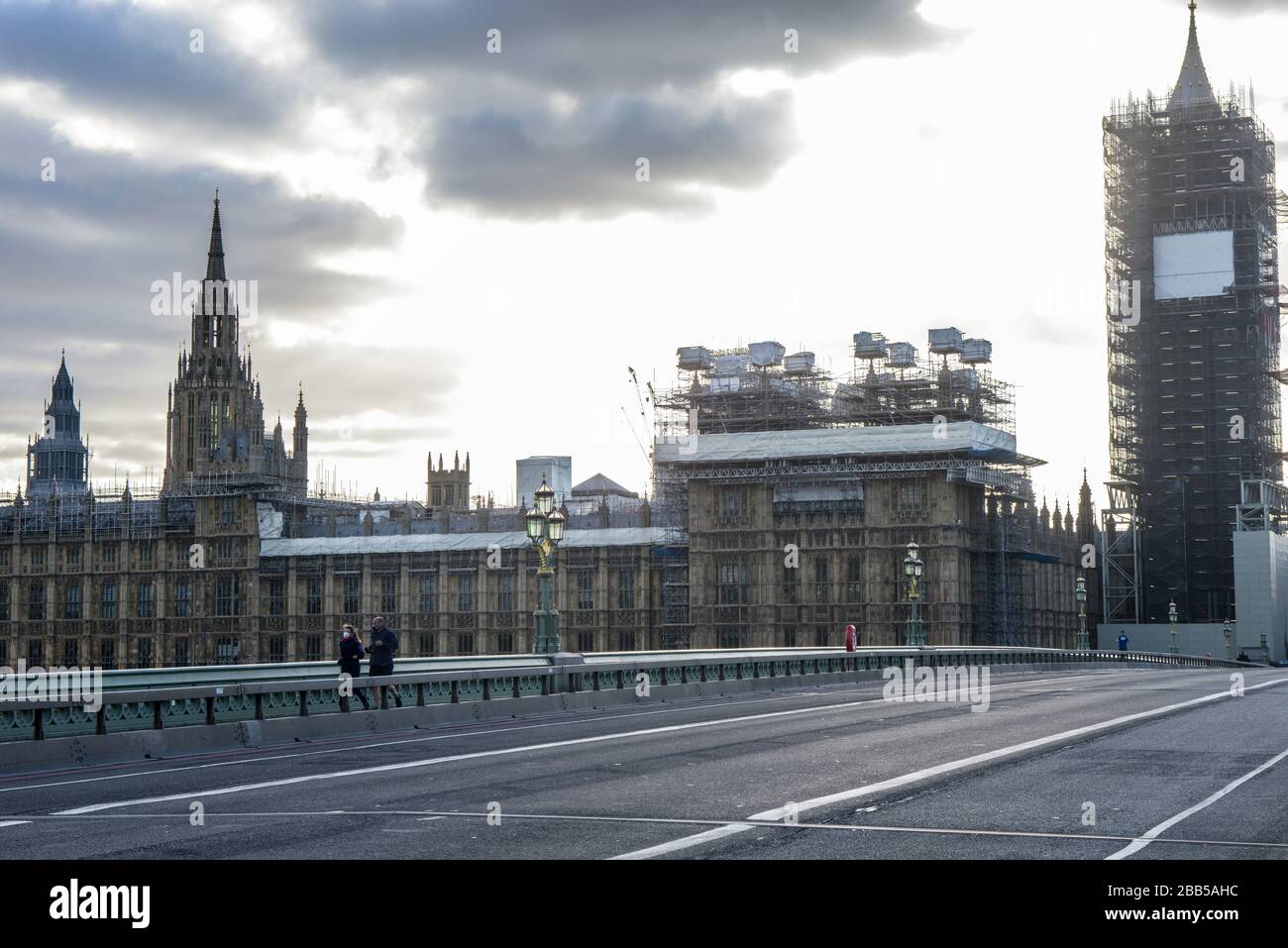 Pont de Westminster avec le Parlement en arrière-plan, Londres, Corona virus Days Banque D'Images