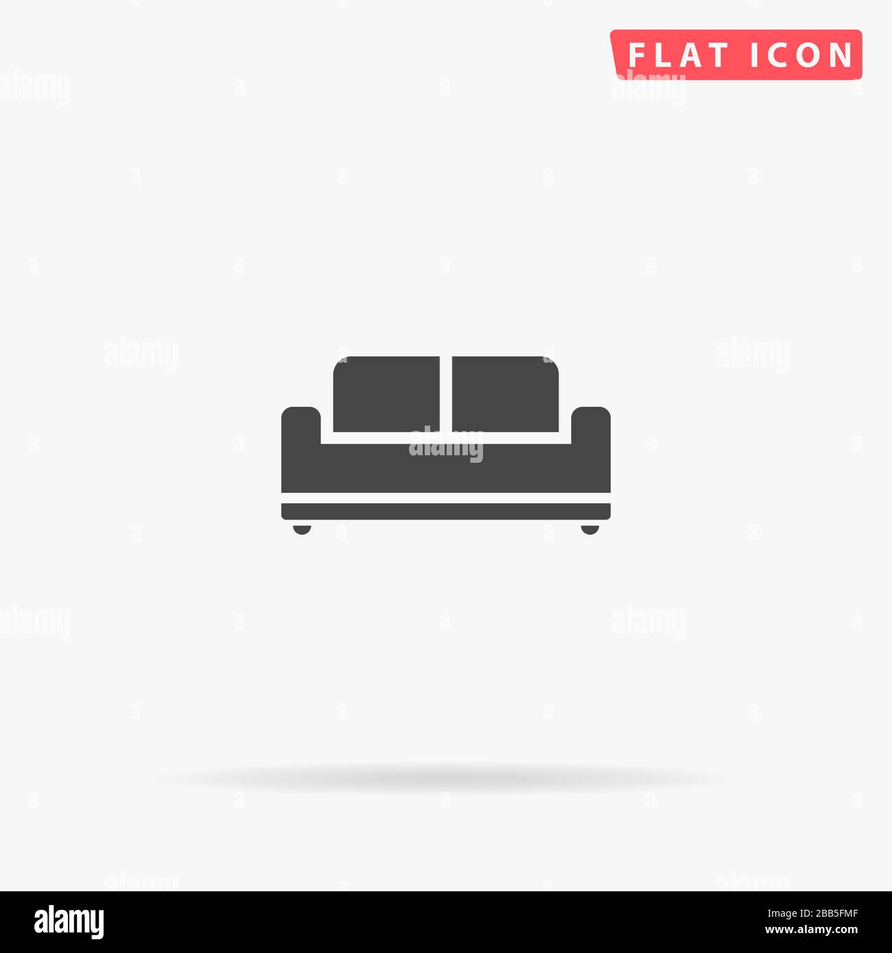 Icône vectorielle plate canapé. Signe de style glyphe. Symbole d'illustrations simples tracées à la main pour les infographies de concept, les projets de conception, l'interface utilisateur et l'UX, le site Web ou mobi Illustration de Vecteur