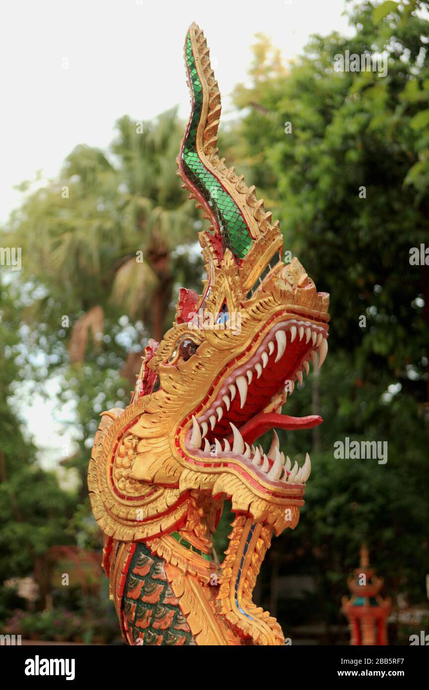 La tête du dragon et sa bouche géante Banque D'Images