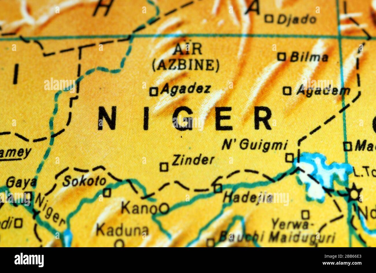 Carte du Niger sur l'ancien atlas Banque D'Images Carte du Niger sur l'ancien atlas Banque D'Images