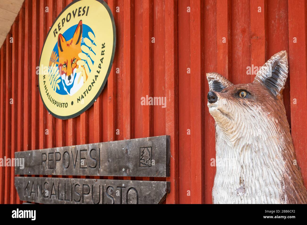 Entrée au parc national de Repovesi en Finlande. Banque D'Images