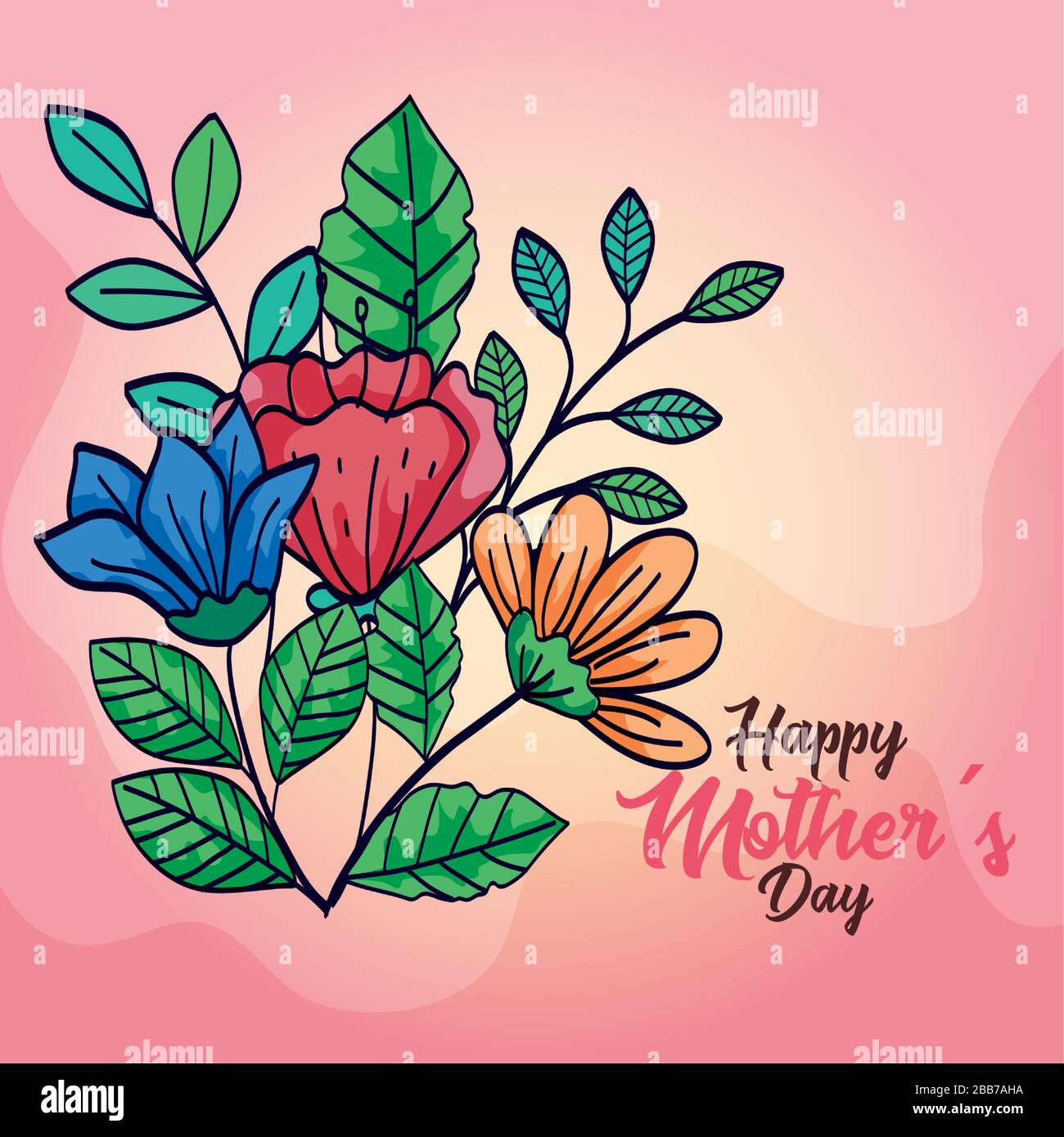 Bonne Carte De Fete Des Meres Avec Decoration De Fleurs Image Vectorielle Stock Alamy