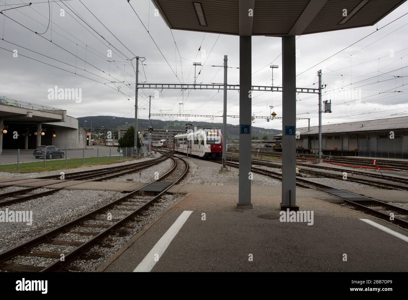 Gare suisse bulle, Gruyère dans le canton de Fribourg, Suisse, Europe, 08/09/2019, Gare suisse bulle , fervents. Banque D'Images