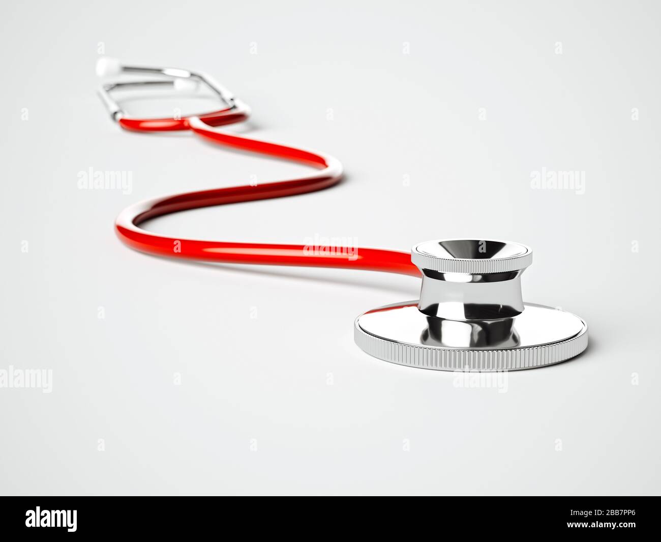 Stéthoscope rouge médical isolé sur fond blanc. Concept de soins de santé. illustration du rendu 3d Banque D'Images