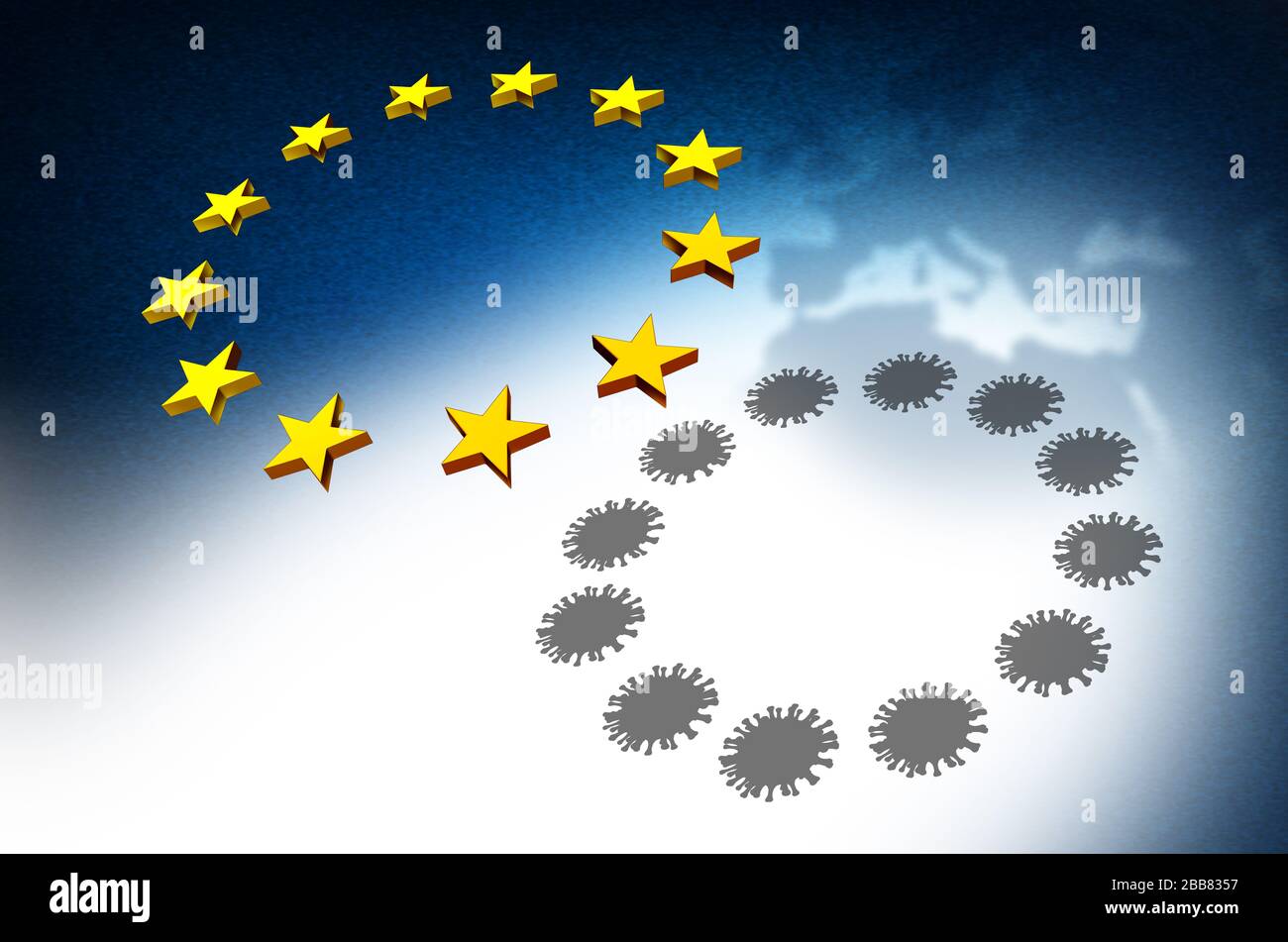 L'épidémie de coronavirus de l'Union européenne et les pays européens en cas de pandémie de maladie, dont la France Allemagne, l'Italie et l'Angleterre, comme grippe ou grippe. Banque D'Images