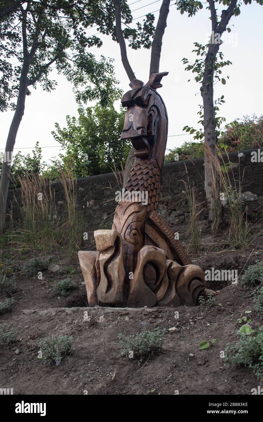 Howth, Irlande, statue maritime, sculpture maritime, sculpture de dragon, statue mythologique, serpent de mer Banque D'Images