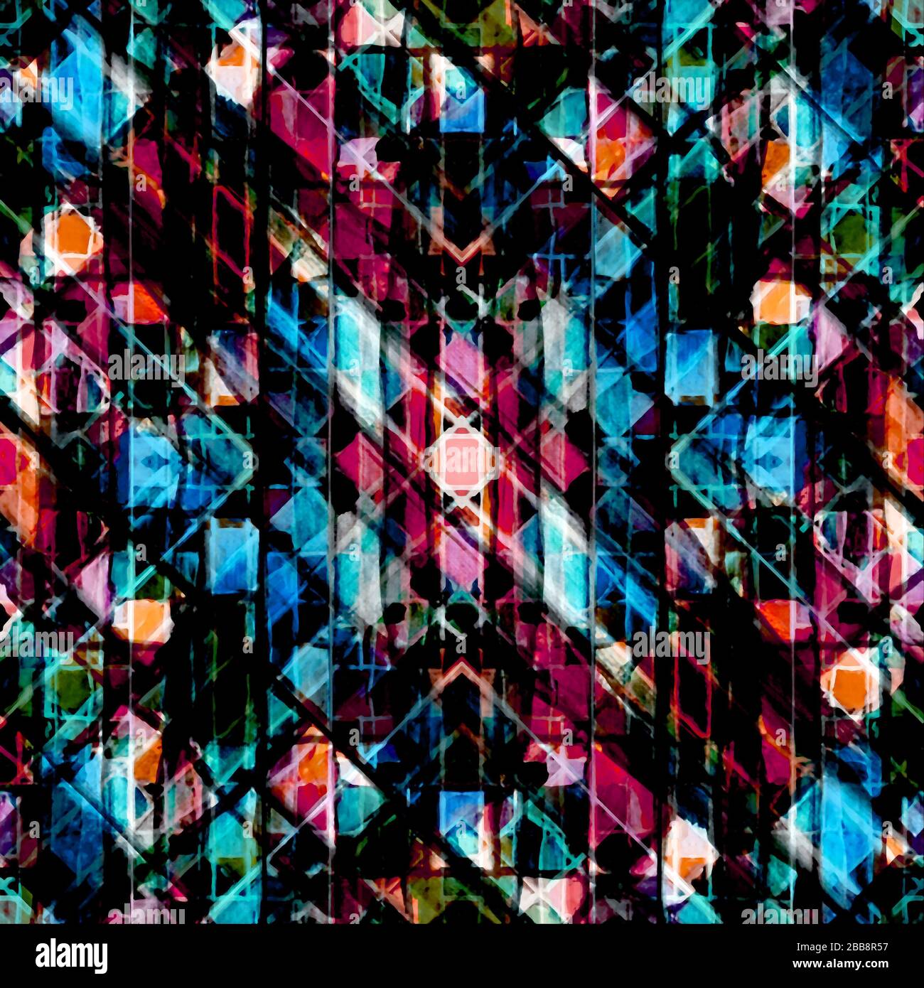 Motif géométrique complexe multicolore sans couture et grunge abstrait Banque D'Images