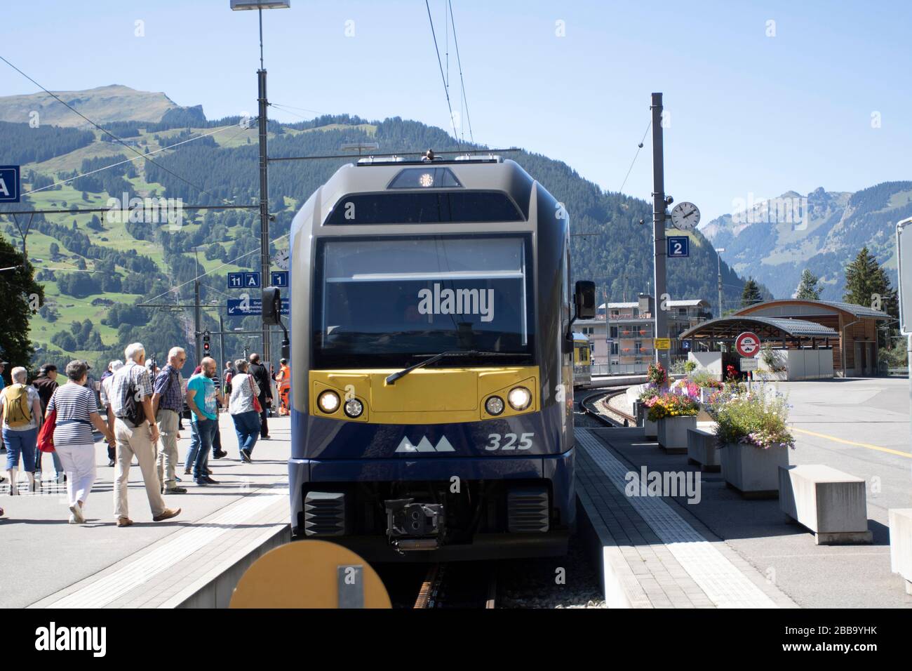 Gare Suisse Grindelwald pied du Mont Eiger, Suisse, Europe, 05/09/2019, Gare Suisse Grindelwald pied du Mont Eiger, train enthu Banque D'Images