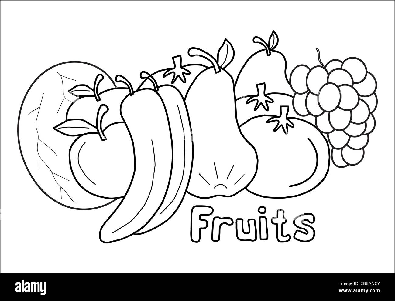 Livre de coloriage de fruits pour enfants Illustration de Vecteur
