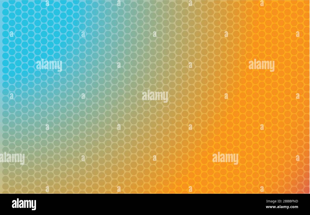 Fond abstrait dégradé bleu-orange avec points. Fond vectoriel en pointillés passant du bleu clair dans le coin supérieur gauche à orange dans le soupir inférieur Illustration de Vecteur