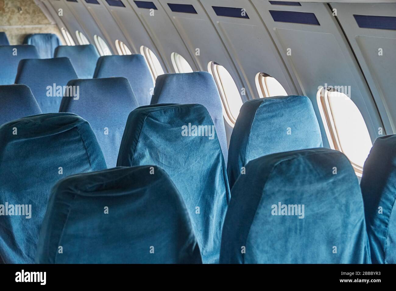 Sièges anciens intérieurs de l'avion Banque D'Images