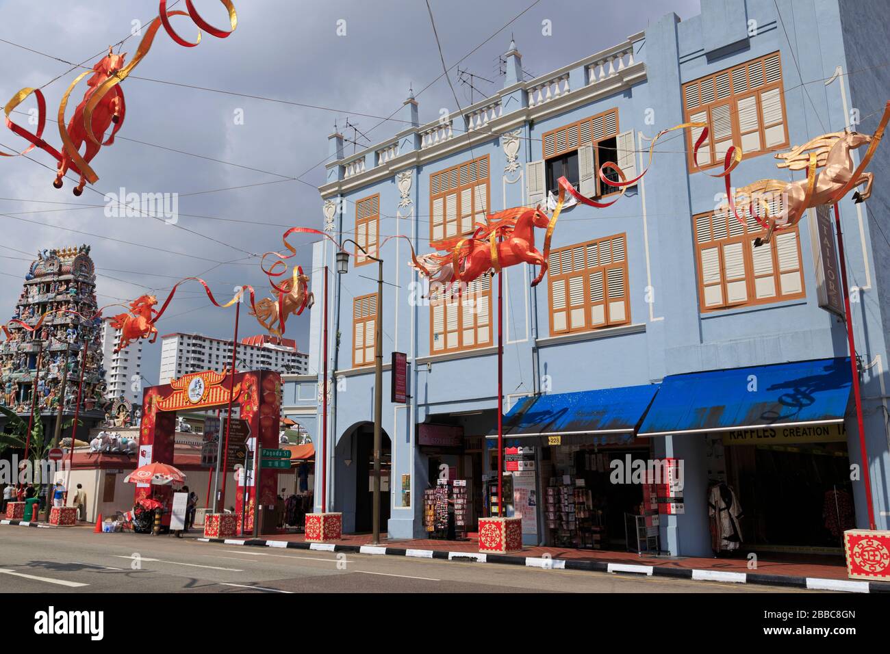 South Bridge Street, quartier chinois, Singapour, Asie Banque D'Images