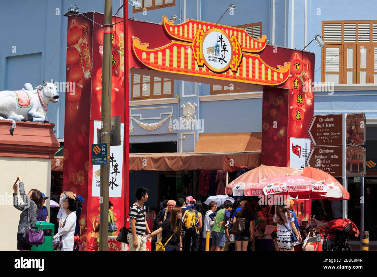 Marché sur Pagoda Street, quartier chinois, Singapour, Asie Banque D'Images
