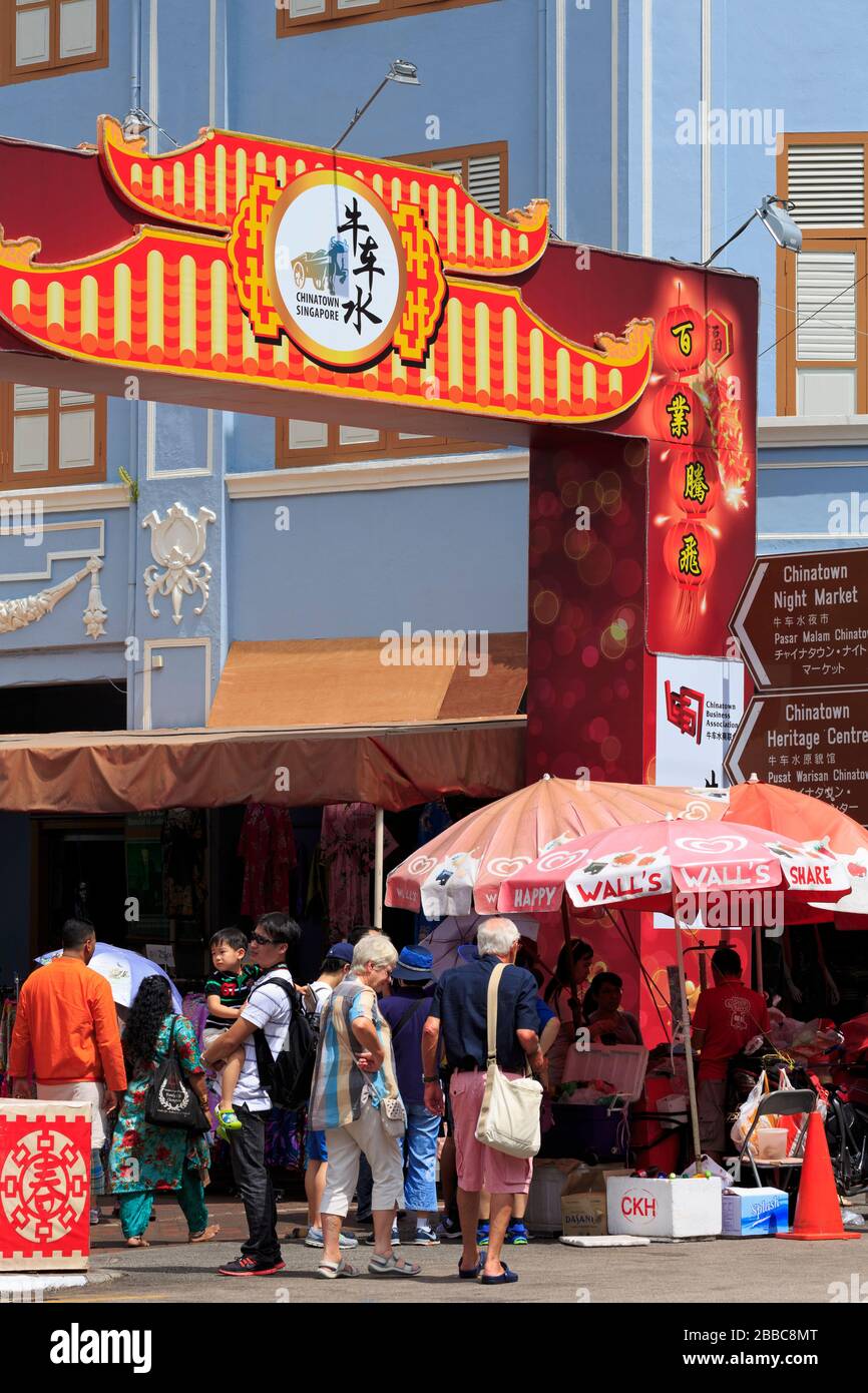Marché sur Pagoda Street, quartier chinois, Singapour, Asie Banque D'Images