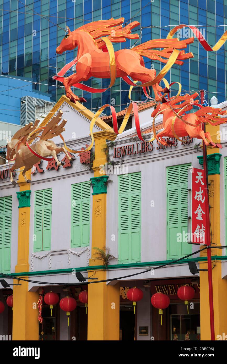 South Bridge Street, quartier chinois, Singapour, Asie Banque D'Images