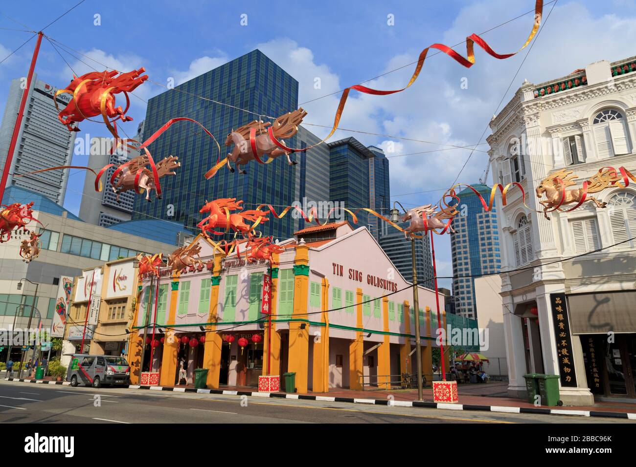 South Bridge Street, quartier chinois, Singapour, Asie Banque D'Images