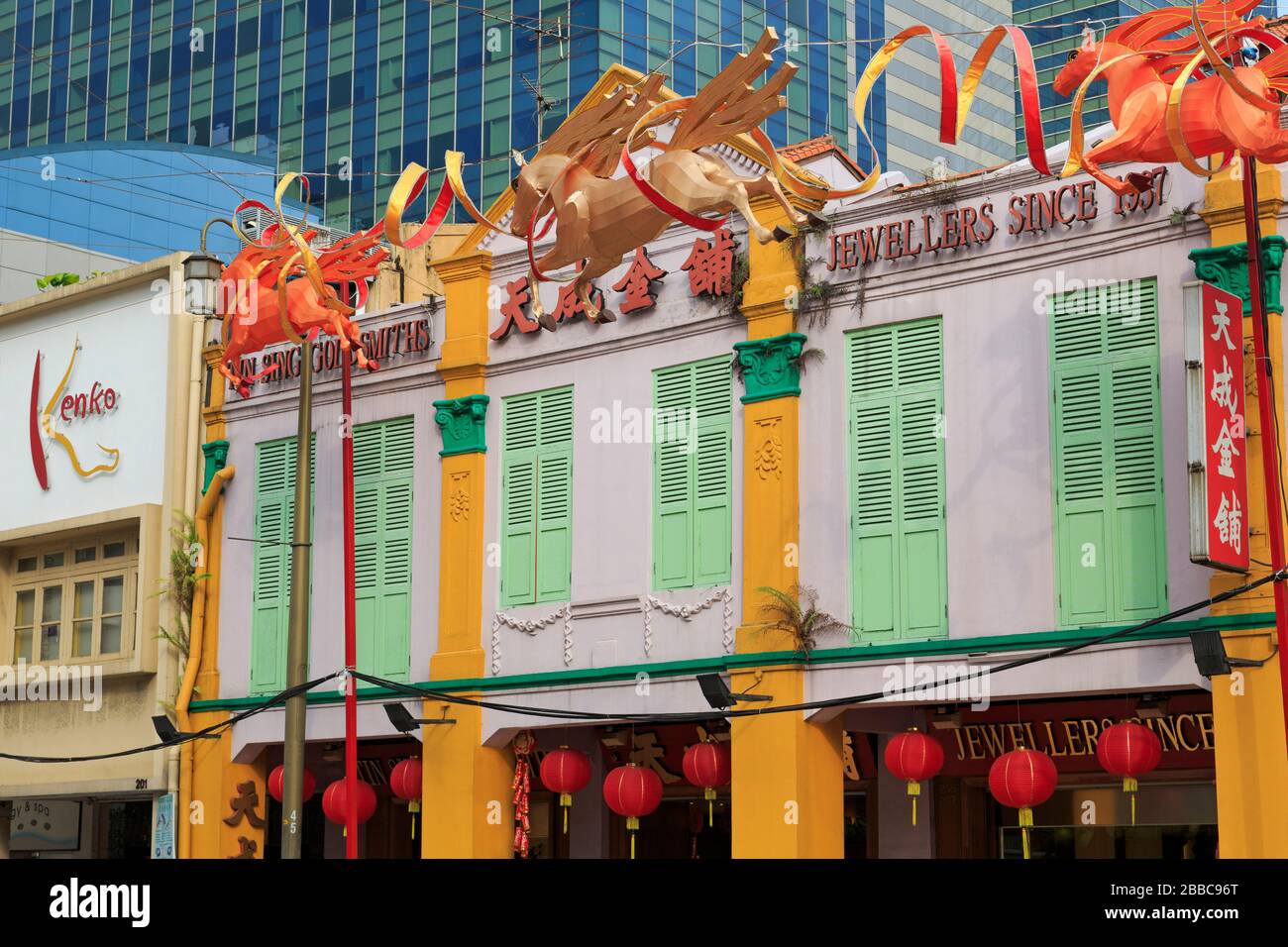 South Bridge Street, quartier chinois, Singapour, Asie Banque D'Images