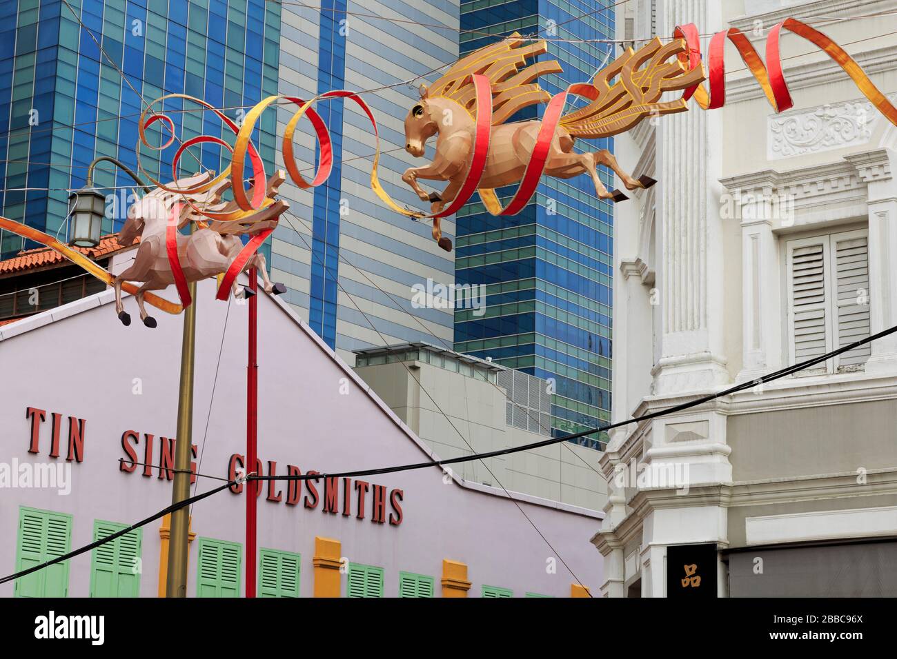 South Bridge Street, quartier chinois, Singapour, Asie Banque D'Images