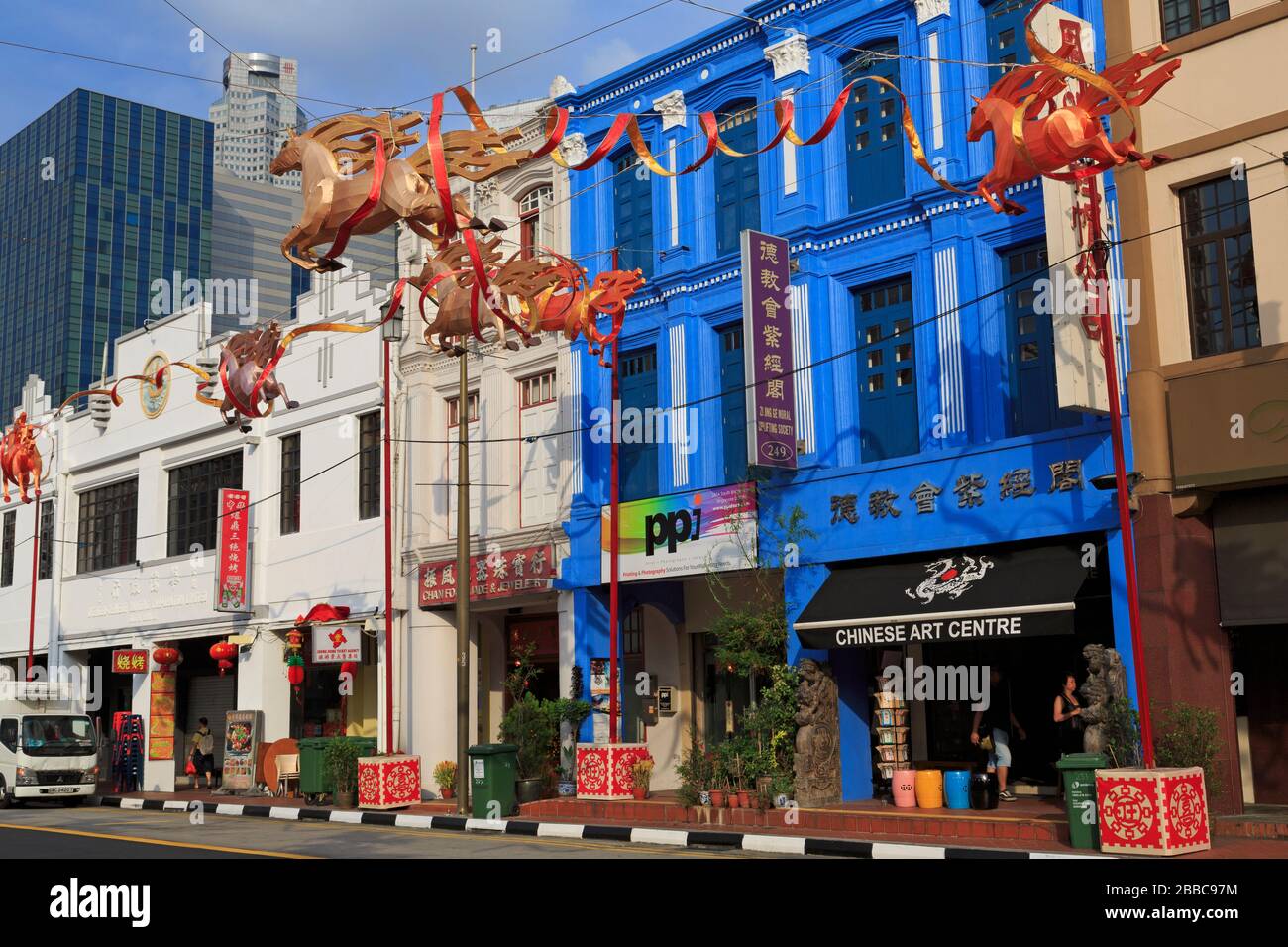 South Bridge Street, quartier chinois, Singapour, Asie Banque D'Images
