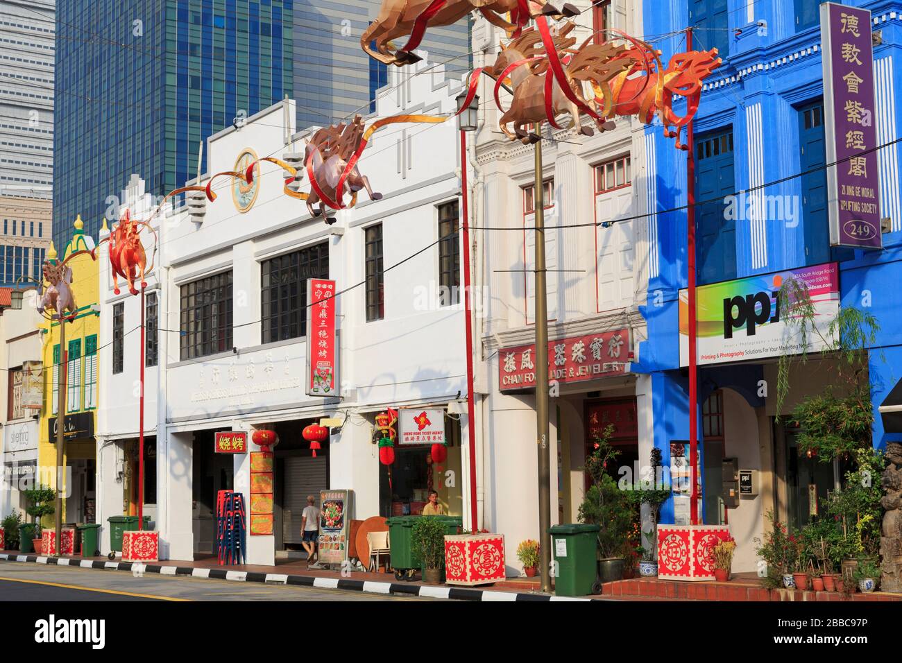 South Bridge Street, quartier chinois, Singapour, Asie Banque D'Images