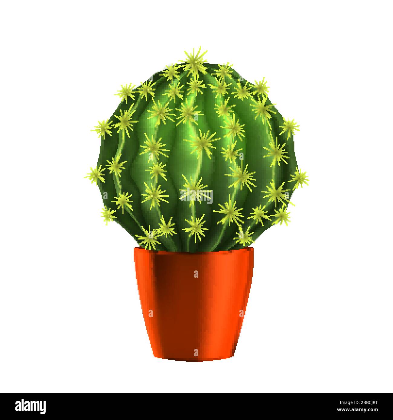 Cactus succulent planté dans Orange Pot Vector Illustration de Vecteur