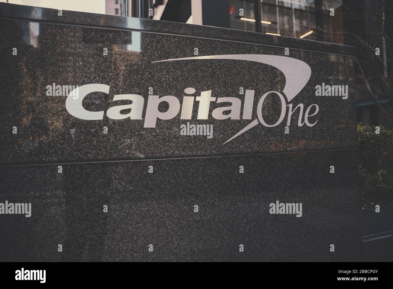 Signature du bureau de la banque Capital One, New York Banque D'Images