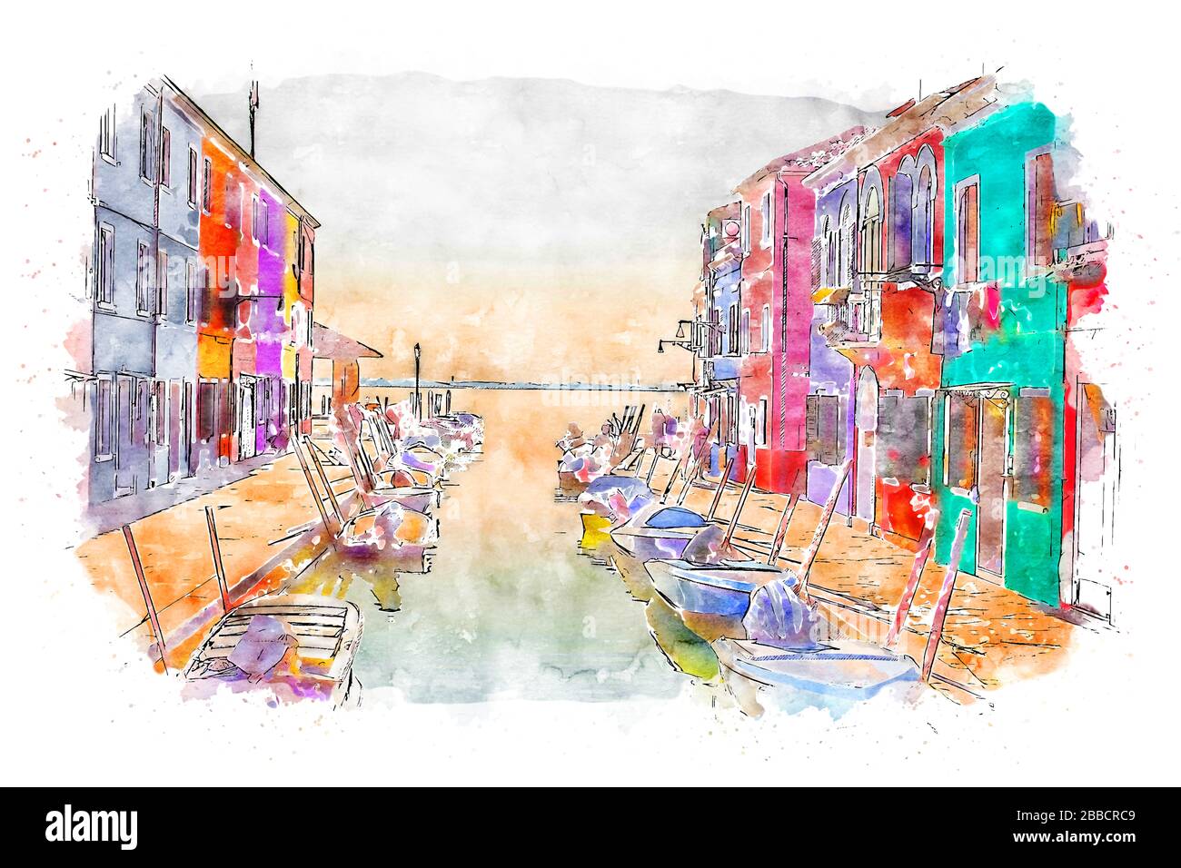 Burano est une population de 2 426 habitants, située sur quatre îles du nord de la lagune de Venise. Banque D'Images