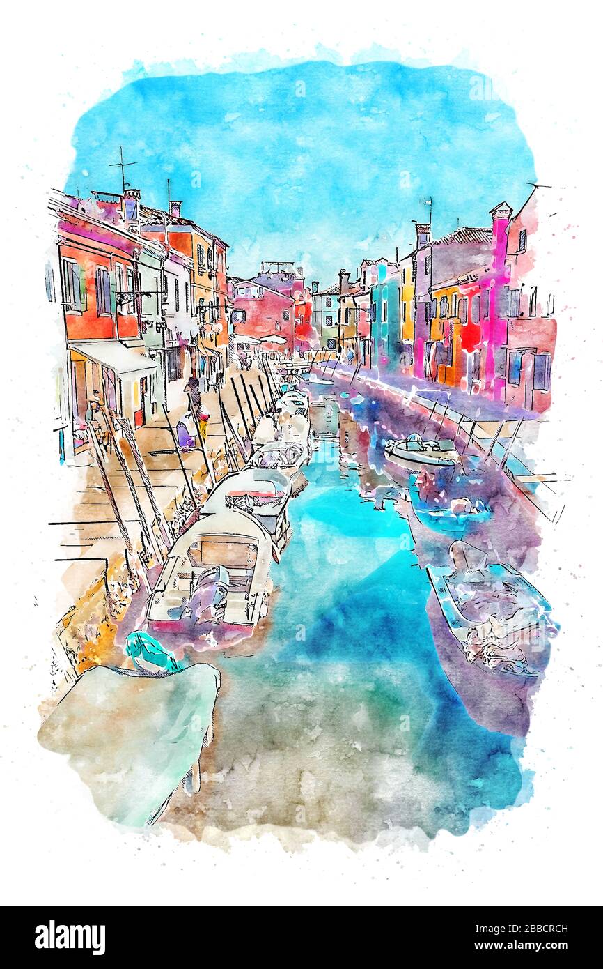 Burano est une population de 2 426 habitants, située sur quatre îles du nord de la lagune de Venise. Banque D'Images