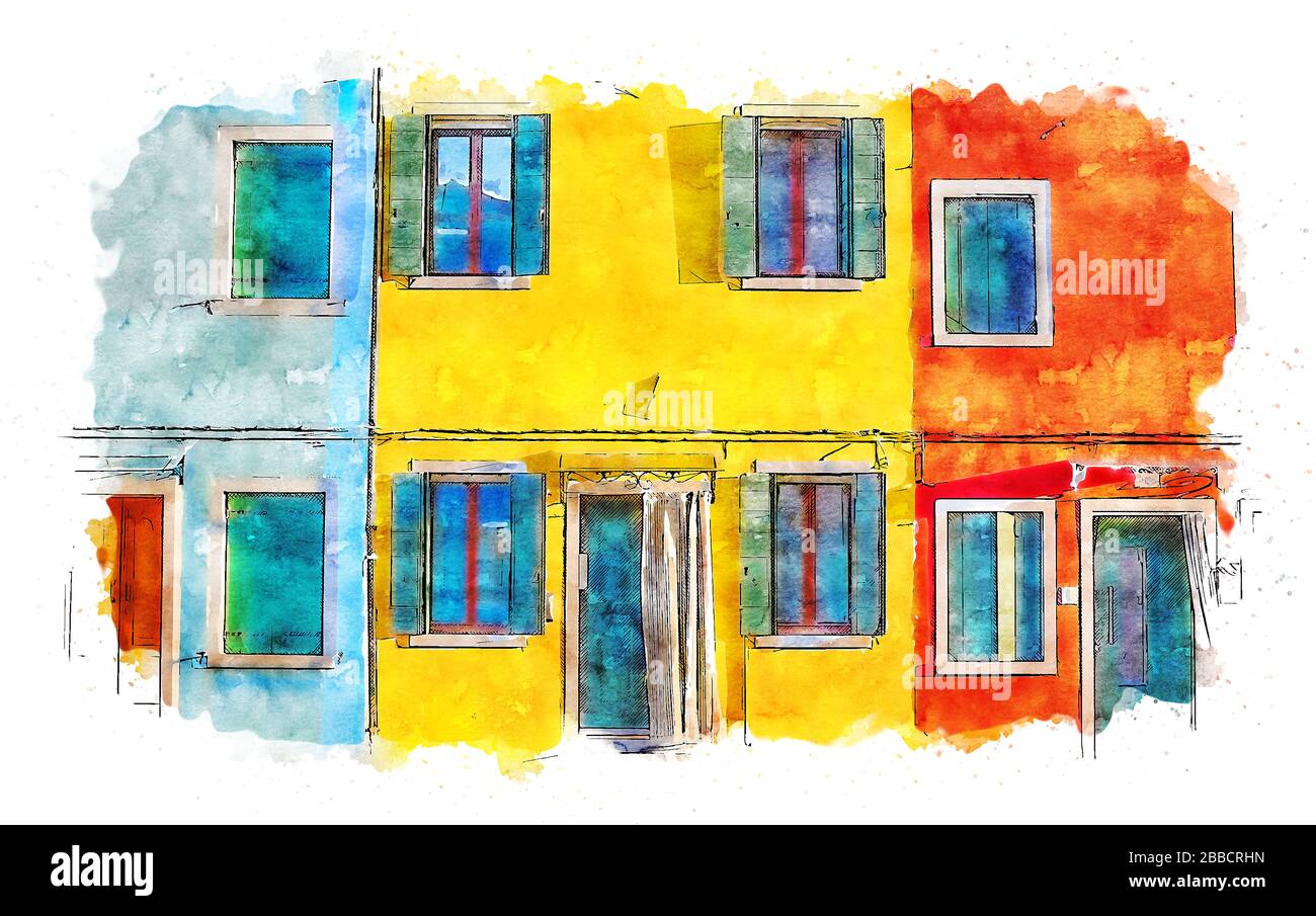 Burano est une population de 2 426 habitants, située sur quatre îles du nord de la lagune de Venise. Banque D'Images