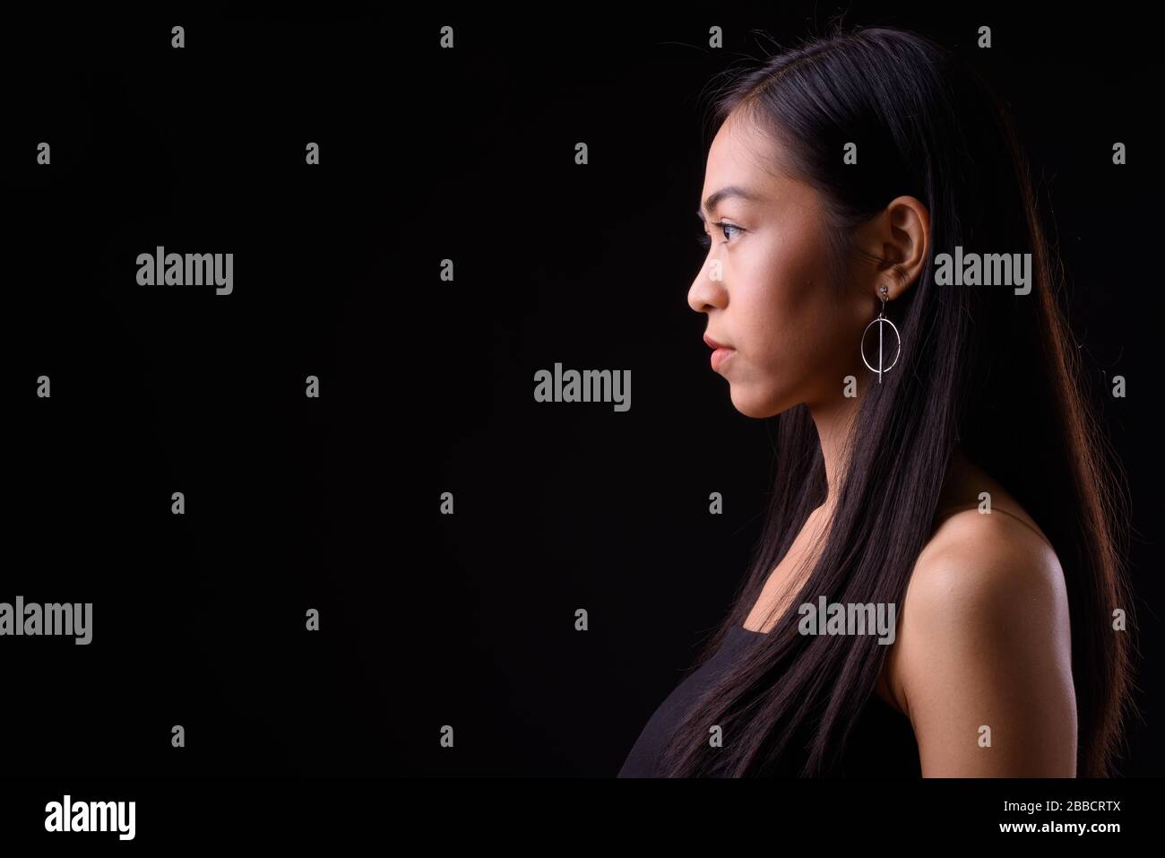 Vue détaillée de la jeune belle femme asiatique Banque D'Images