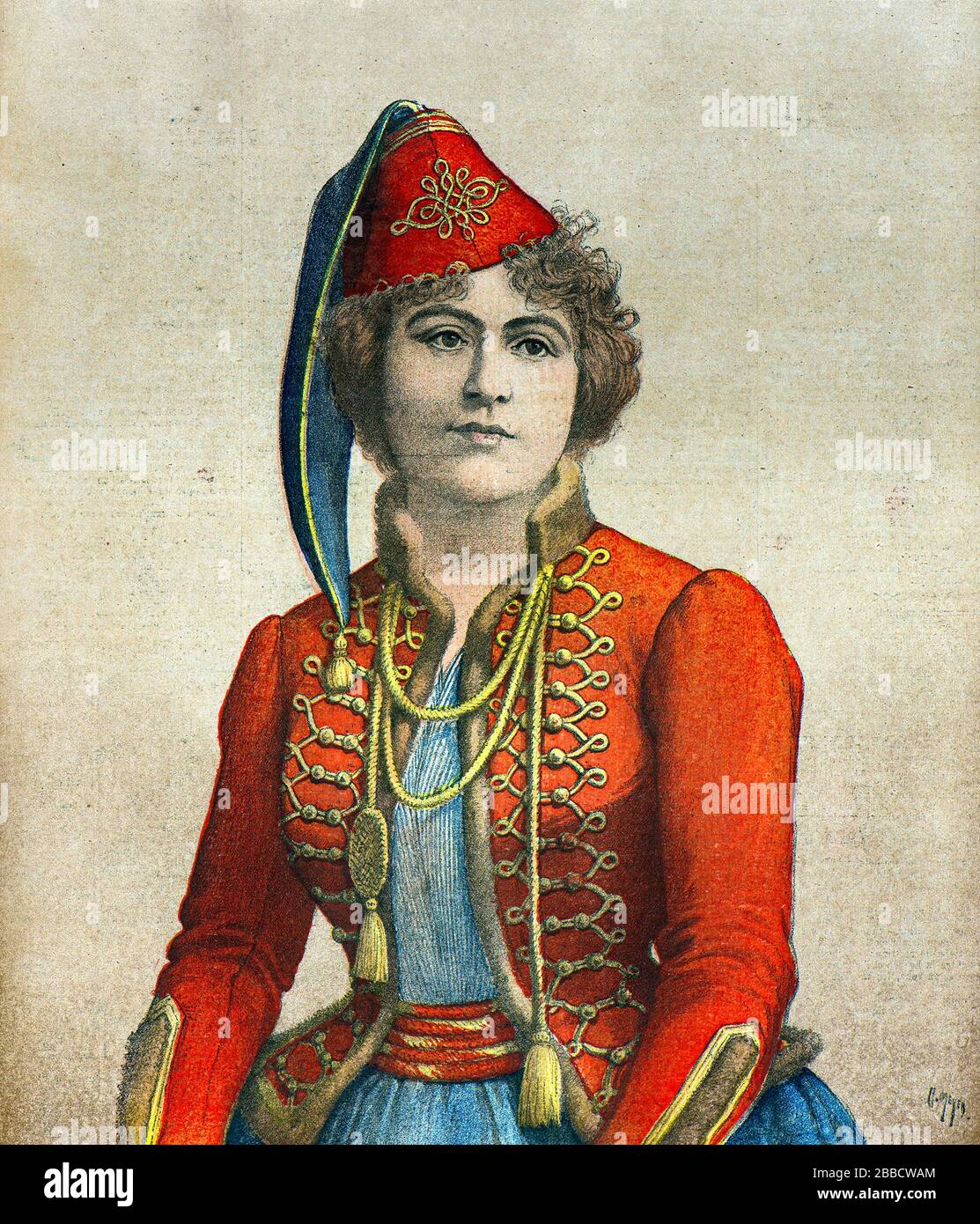 Meyer Henri ( 1841 - 1899 ) - Portrait de l'actrice Marie Delna (1875 - 1932) dans le rôle de Marion dans le jeu la Vivandiere à l'opéra comique en 1895 - Collection privée Banque D'Images