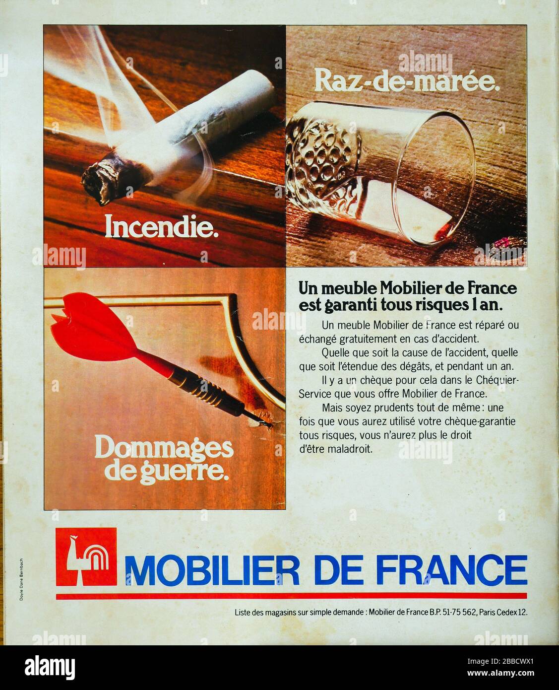 Page publicitaire pour Mobilier de France, fabricant de meubles français,  couverture du magazine français Paris-Match, 1965, France Photo Stock -  Alamy