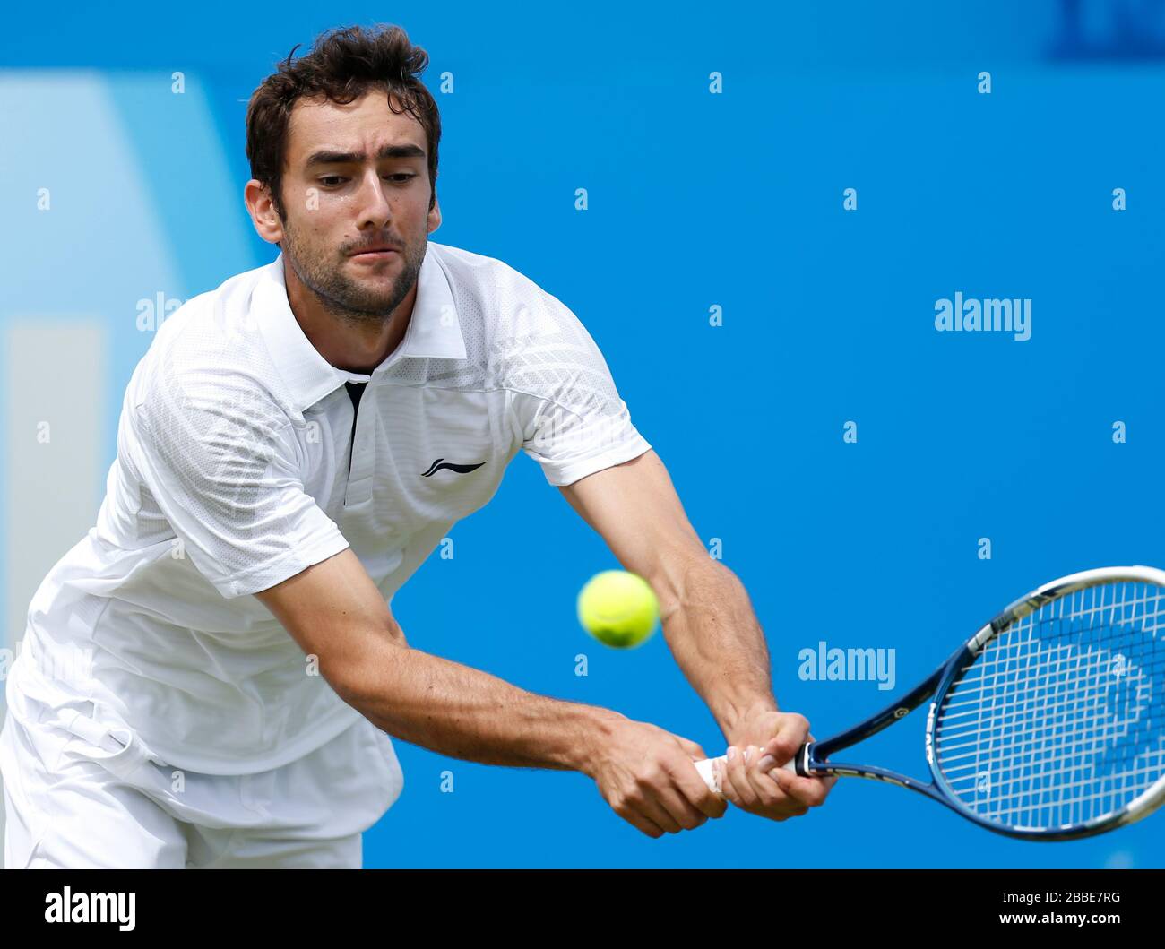 Marin Cilic en son match contre Tomas Berdych aux Championnats AEGON du Queen's Club de Londres. Banque D'Images