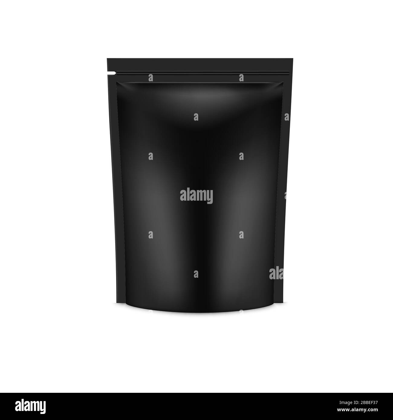 Sac souple de support alimentaire noir en plastique vectoriel réaliste Illustration de Vecteur