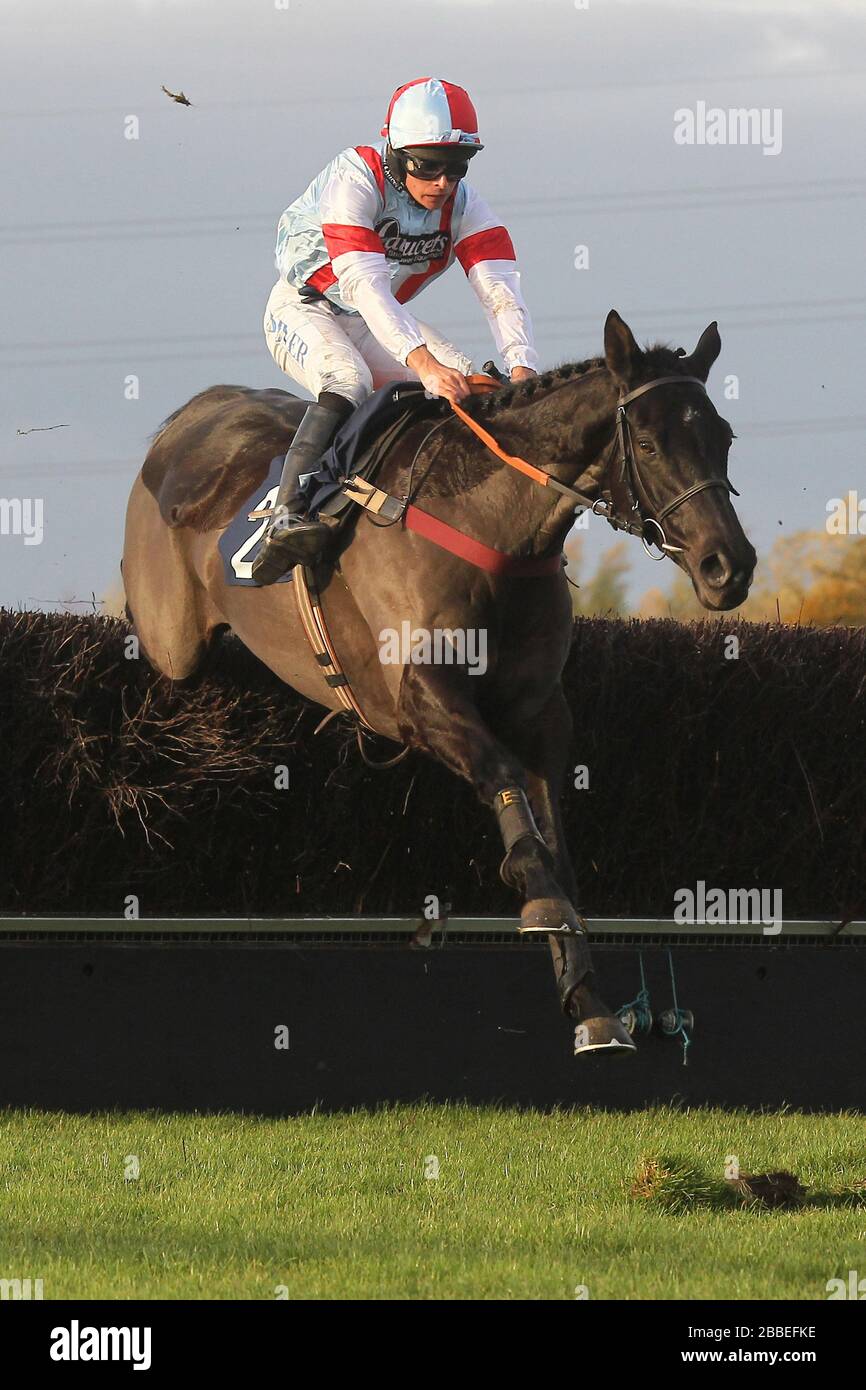 Gorgehous Lliege monté par Liam Treadwell dans l'action de saut pendant le Tom Jones Memorial HTJ Center Ltd Beginners Chase Banque D'Images