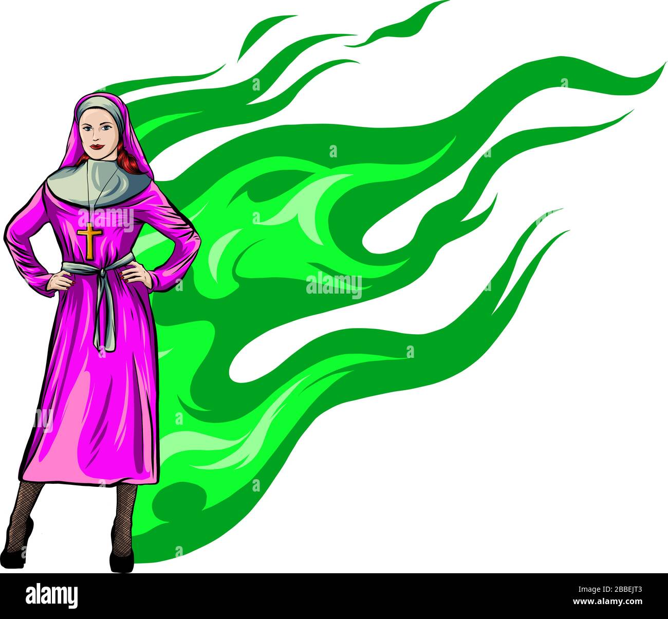 Nune ligne icône, religion et prière, signe de soeur, graphiques vectoriels Illustration de Vecteur