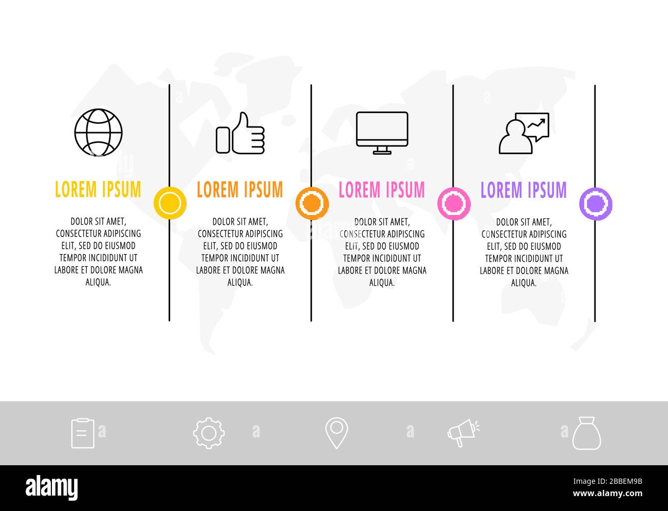 Conception de ligne fine infographie minimale avec 4 étapes ou pièces. Modèle vectoriel utilisé pour le diagramme, les présentations, le diagramme, la bannière et la chronologie Illustration de Vecteur