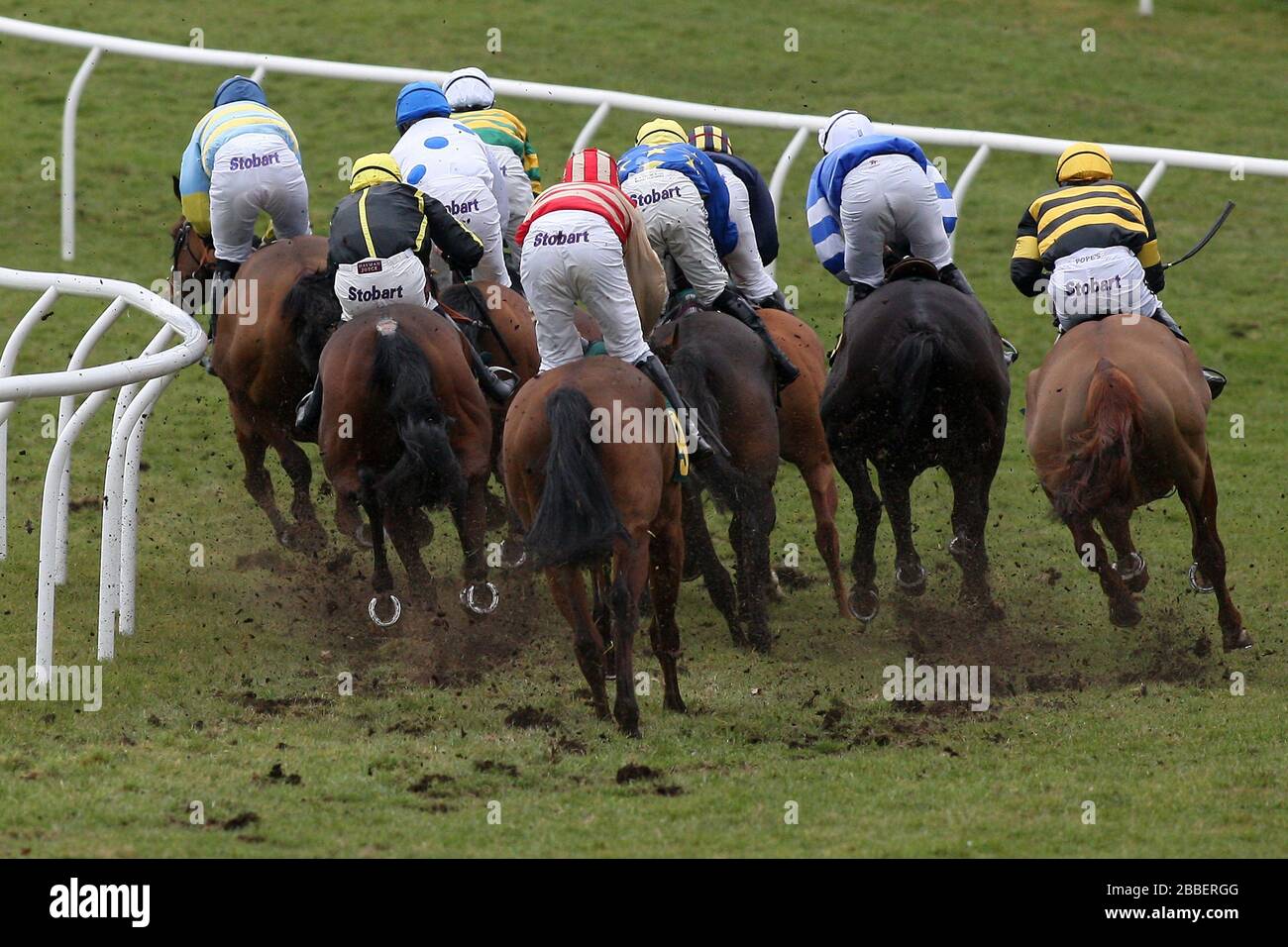 Le terrain dans l'action de course pendant le West Norfolk Foxhounds & North Norfolk Harriers novices handicap Hurdle Banque D'Images