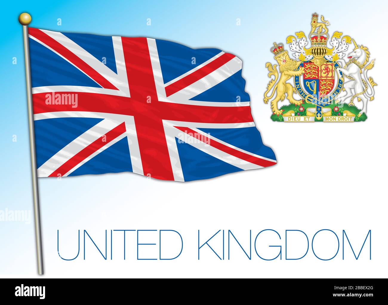 Drapeau national officiel du Royaume-Uni et armoiries, Europe, illustraion vectoriel Illustration de Vecteur