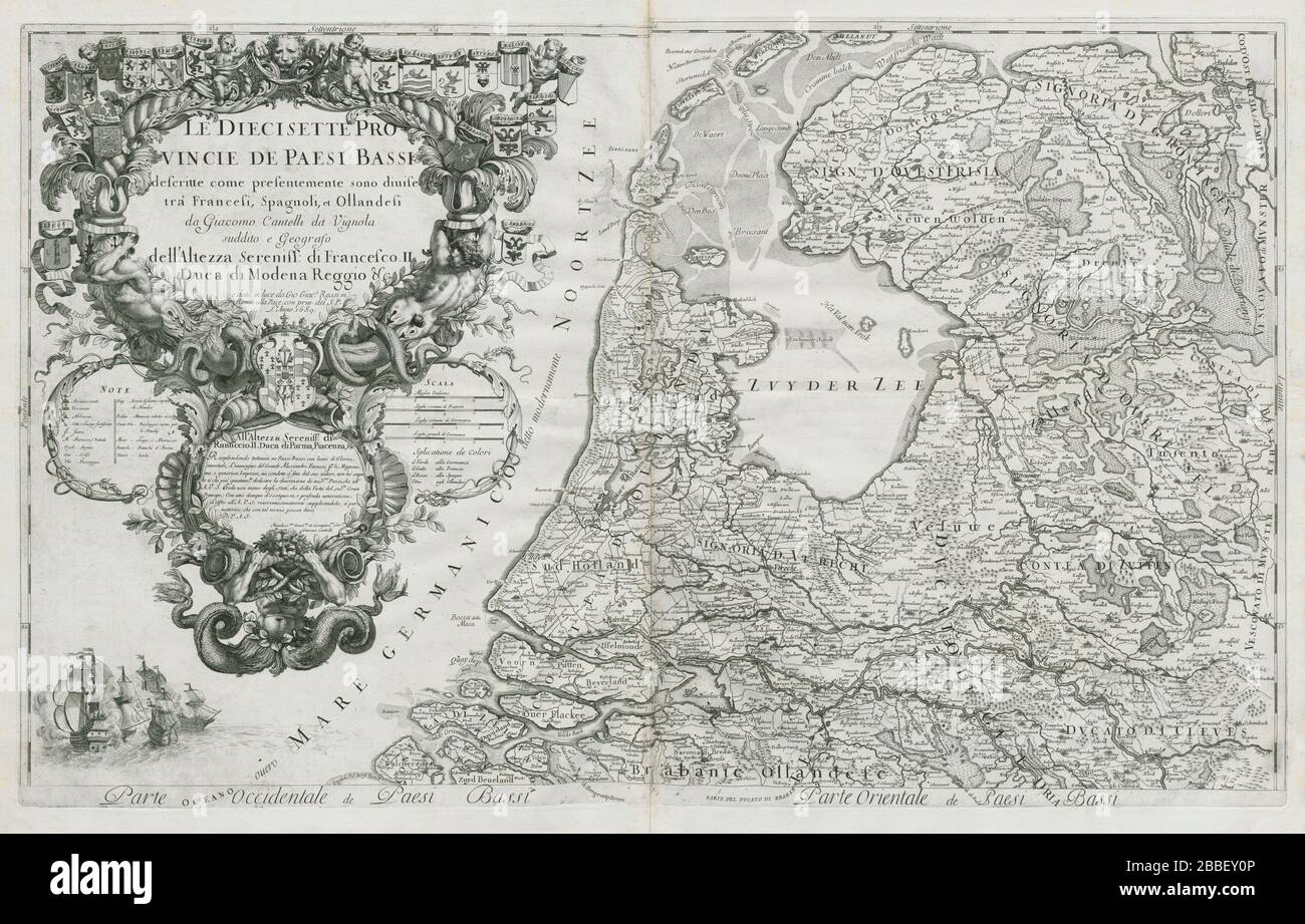 Pays bas espagnols carte 17eme siecle Banque de photographies et d