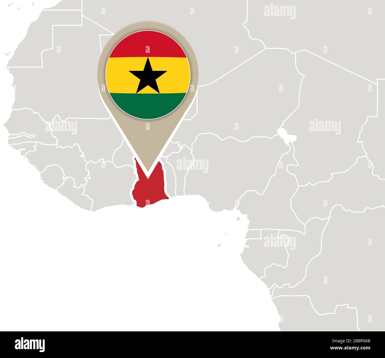 Afrique avec la carte et le drapeau du Ghana mis en évidence Illustration de Vecteur