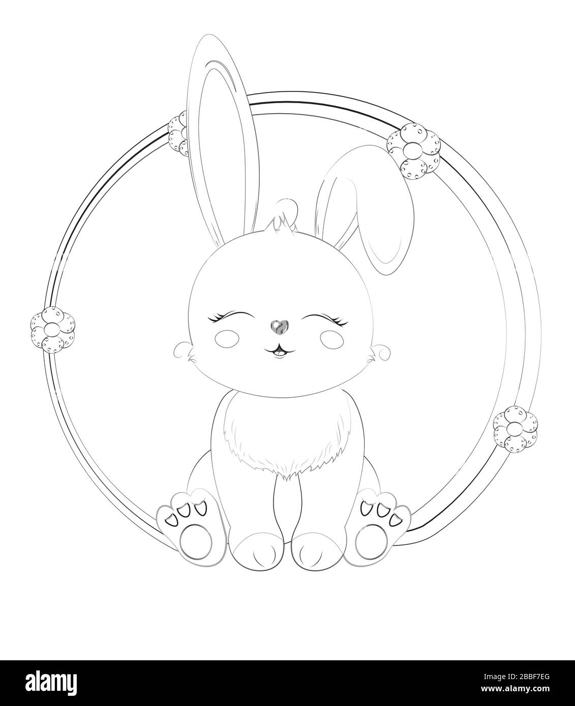 Livre De Coloriage Mignon Petit Lapin Gris Lapin De Miel Assis Avec Des Yeux Fermes Photo Dans Le Dessin A La Main Style De Dessin Anime Pour Le Divertissement Amusement A La