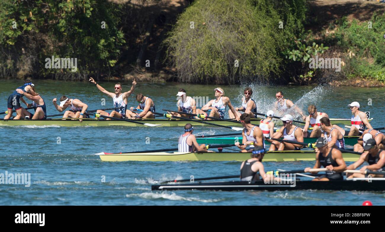 Rio de Janeiro. BRÉSIL. GBR M8+ a remporté la médaille d'or à la régate olympique de rawing 2016. Lagoa Stadium, Copacabana, “Jeux Olympiques d’été” Rodrigo de Freitas Lagoon, Lagoa. Samedi 13/08/2016 [crédit obligatoire; images Peter SPURRIER/Intersport] Banque D'Images