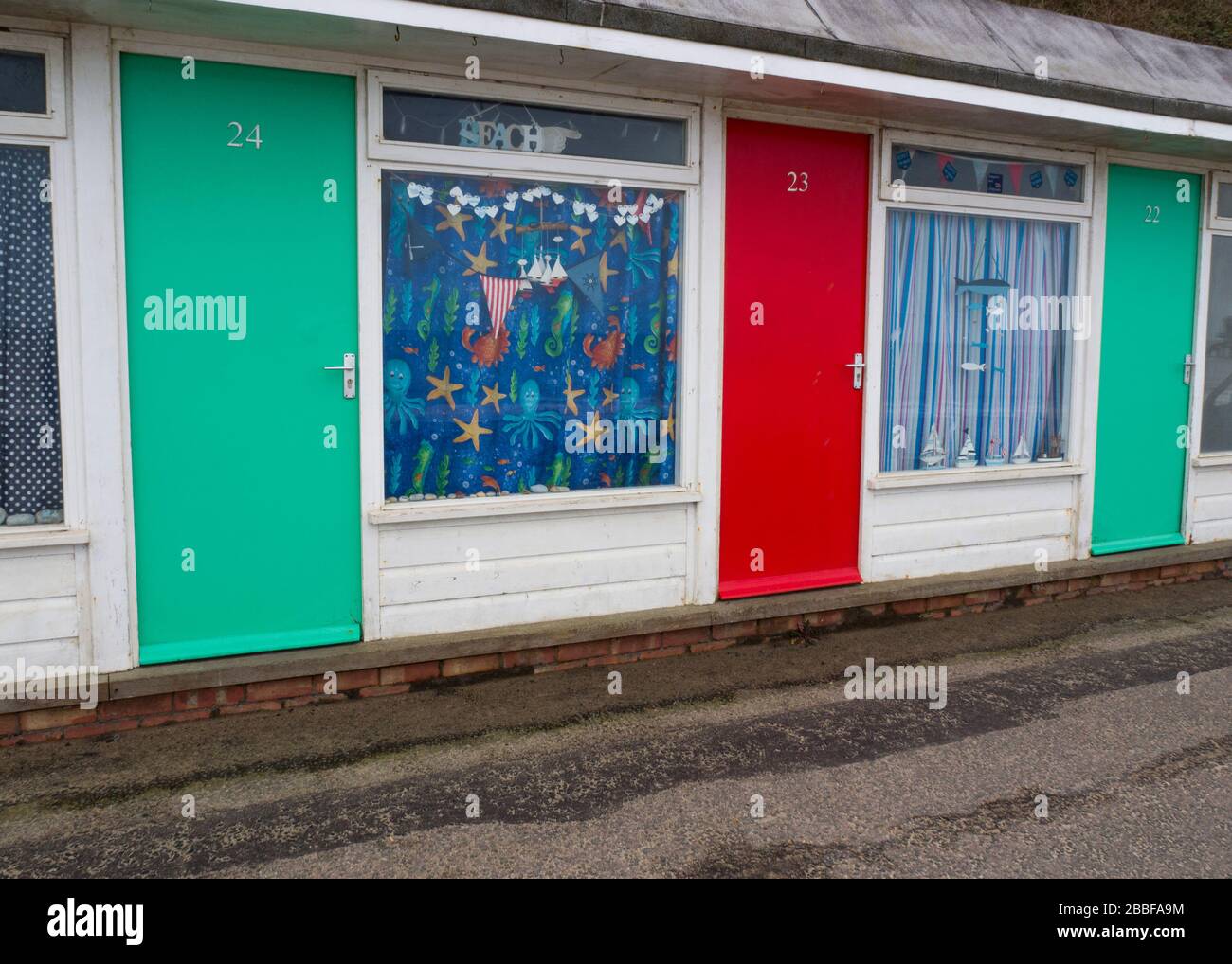 Beach Chalets, Cromer, Norfolk, Royaume-Uni Banque D'Images