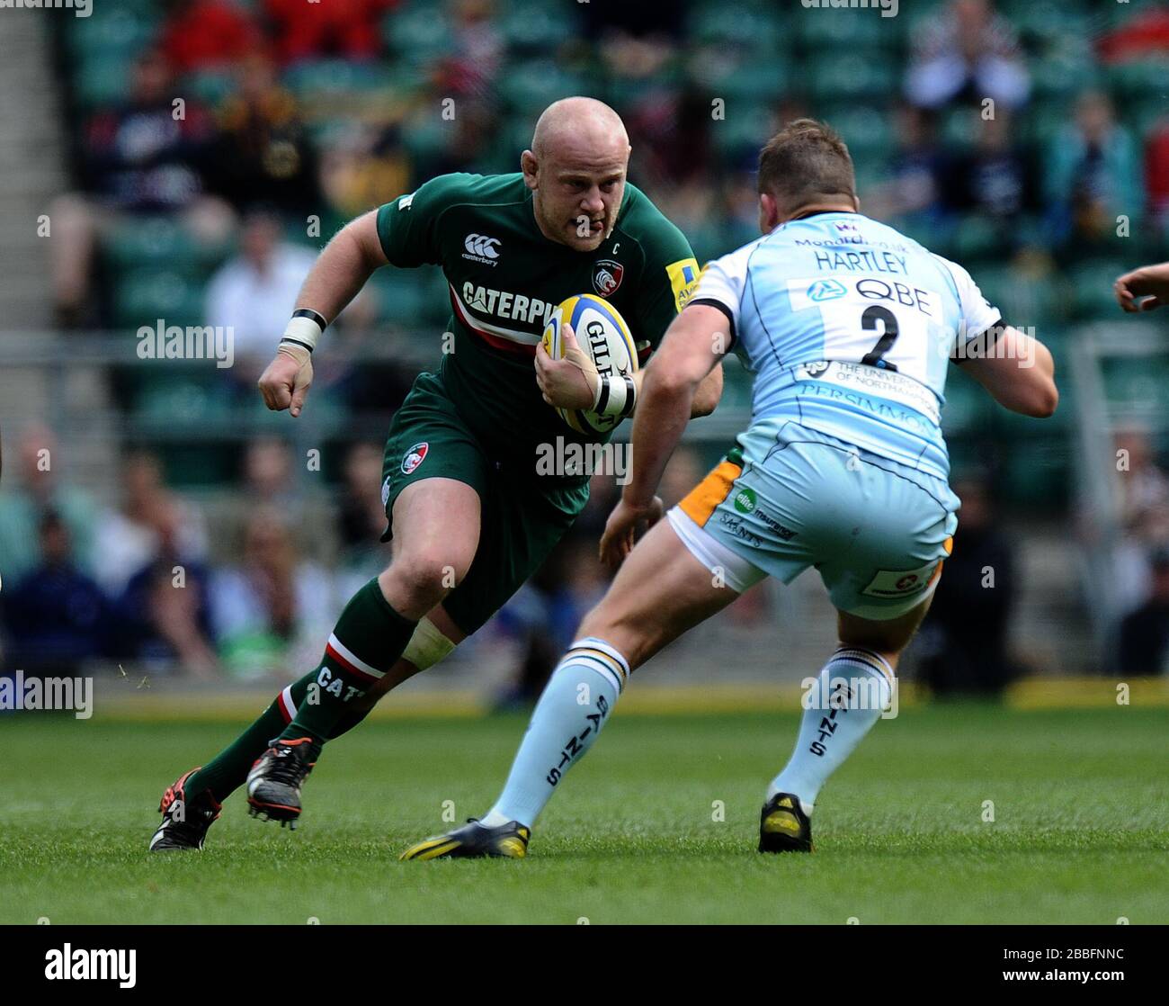 DaN Cole de Leicester Tigers et Dylan Hartley de Northampton Saints Banque D'Images