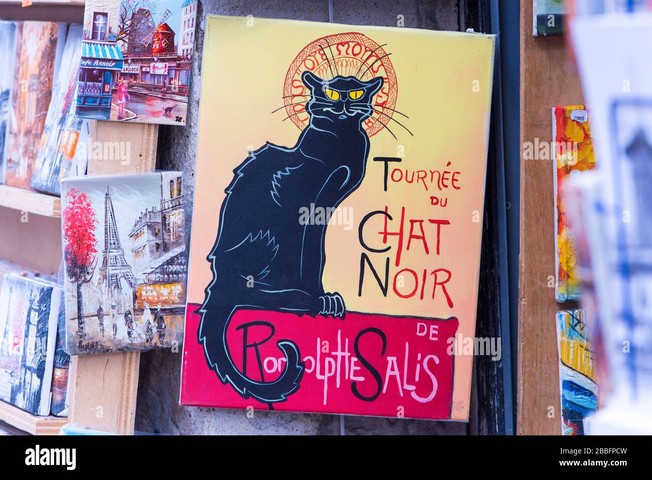 PARIS - 6 MAI : souvenir du Chat Noir ou cabaret le chat Noir à Paris le 06 mai. 2017 en France Banque D'Images