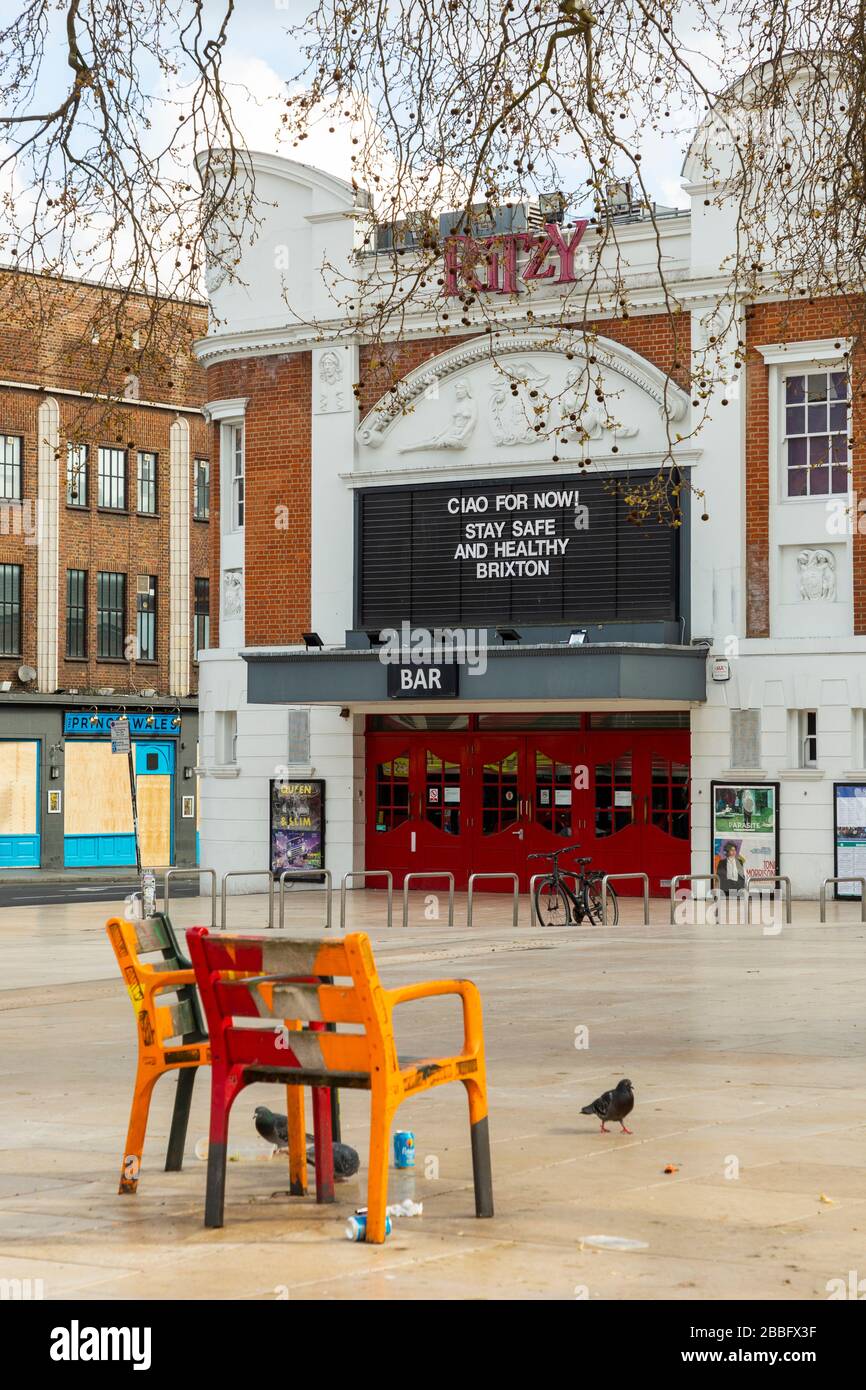 Le cinéma ritzy de Brixton a fermé pendant le maintien de Londres en raison de la propagation de Covid-19. Prise le 31 mars 2020 Banque D'Images