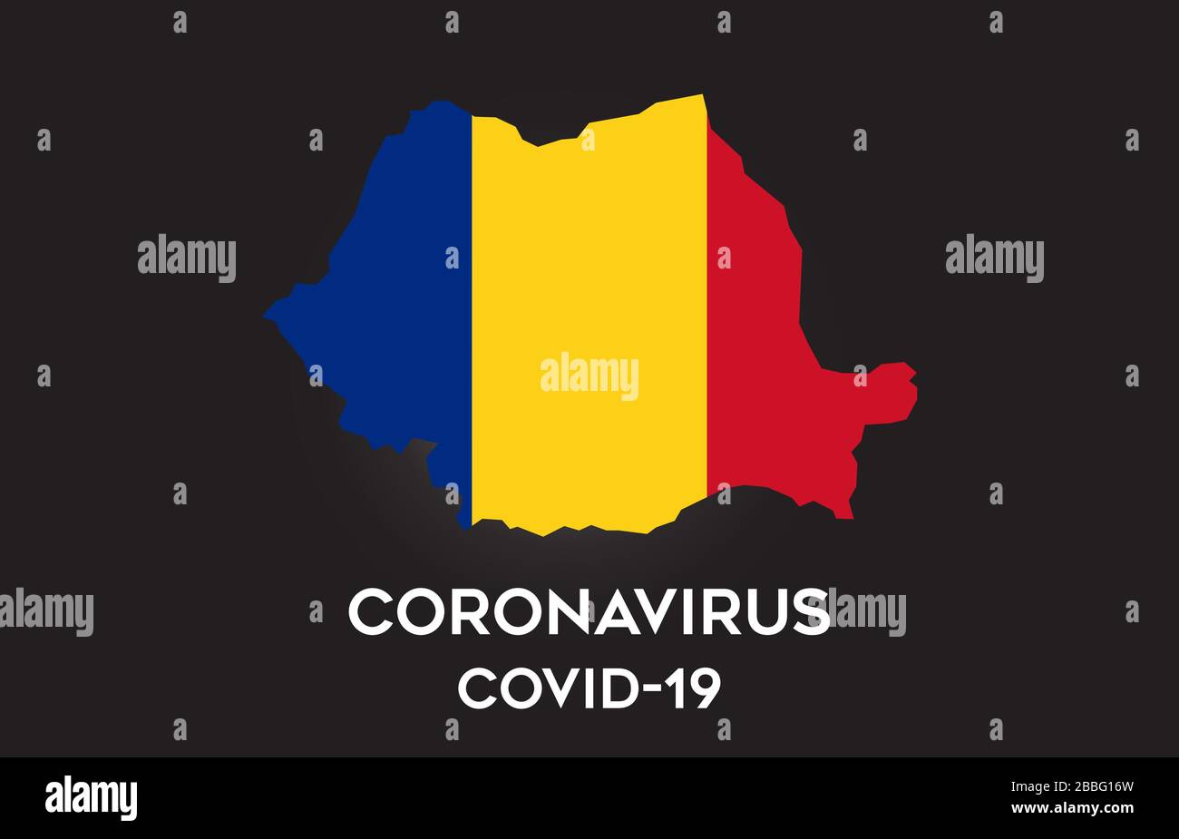 Coronavirus en Roumanie et drapeau de pays à l'intérieur de la frontière de pays carte Vector Design. Carte de Covid-19 avec Roumanie avec illustration vectorielle du drapeau national. Illustration de Vecteur