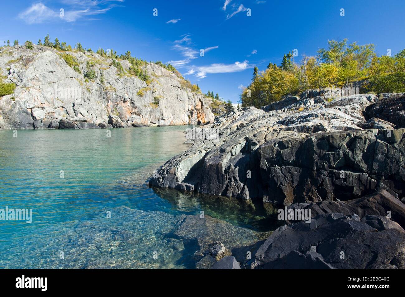 Littoral, parc national Pukaskwa, lac Supérieur, Ontario, Canada Banque D'Images