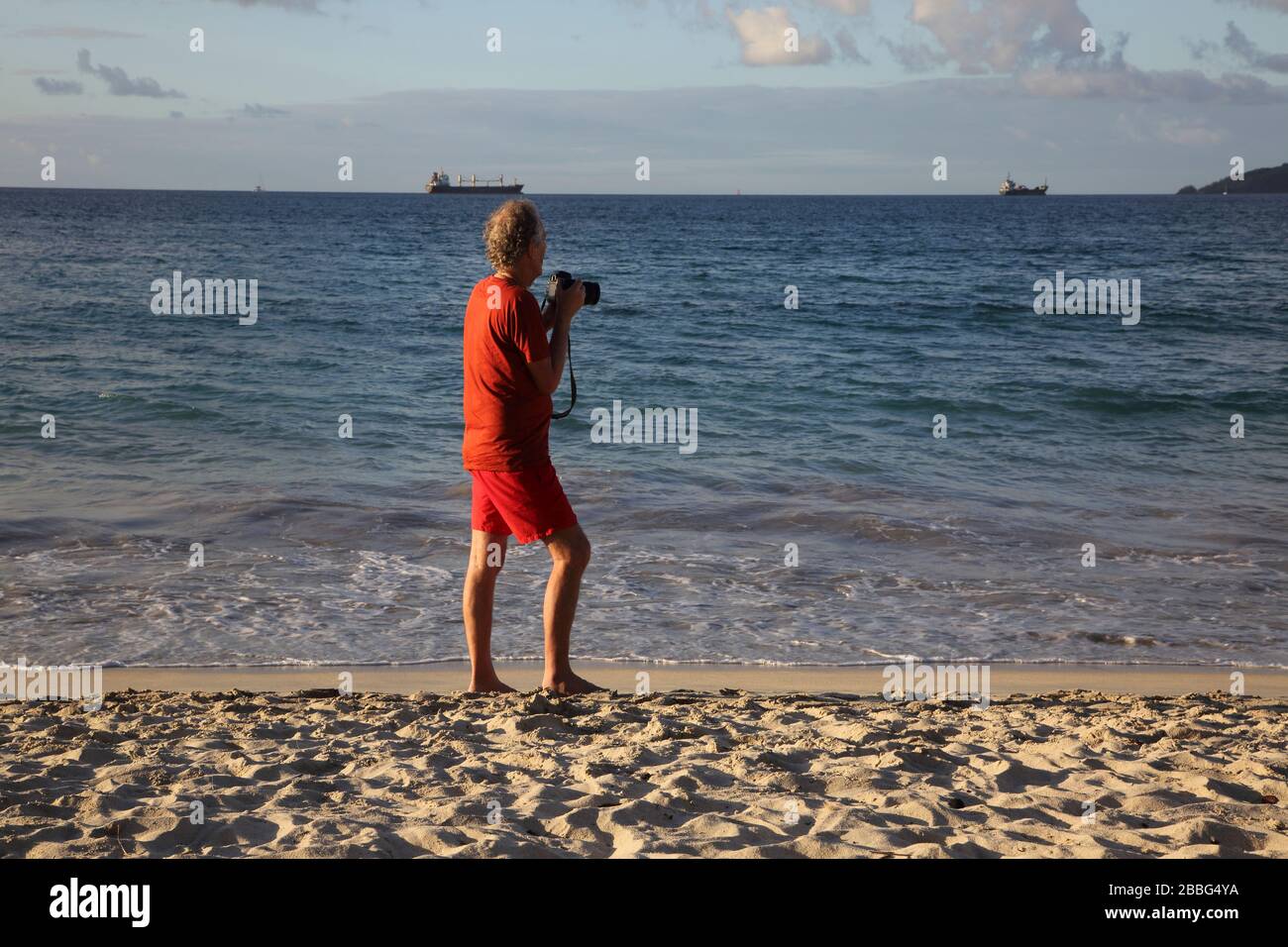 Grand Anse Beach Grenade Photographe sur la plage Banque D'Images